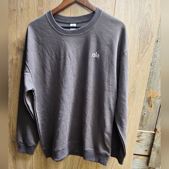 ALO NWOT Accolade Crew Neck Pullover In Anthracite Dark Grey Unisex XL 16-18 - Picture 1 of 6